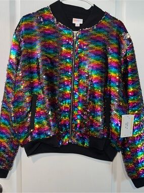 LuLaRoe Multicolor Sequin Bombshell Jacket